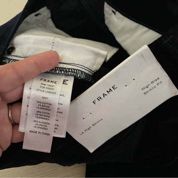 ✨NWT Frame Navy Blue Le High Skinny High Rise Corduroy Pants Jeans Size 25 - Picture 10 of 11